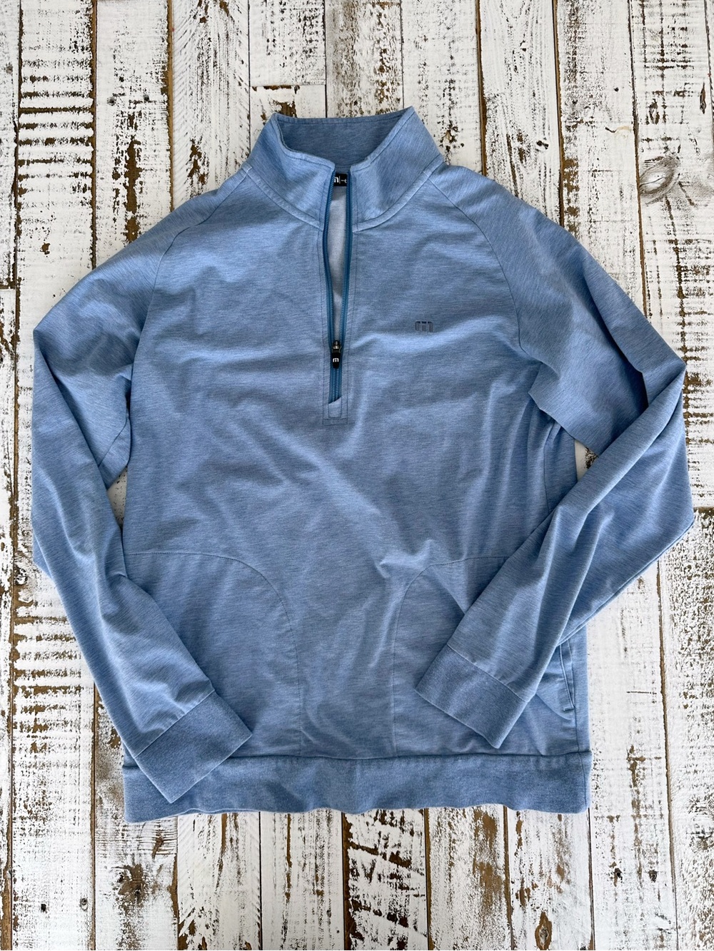 Travis Mathew Light Blue Quarter-Zip Pullover